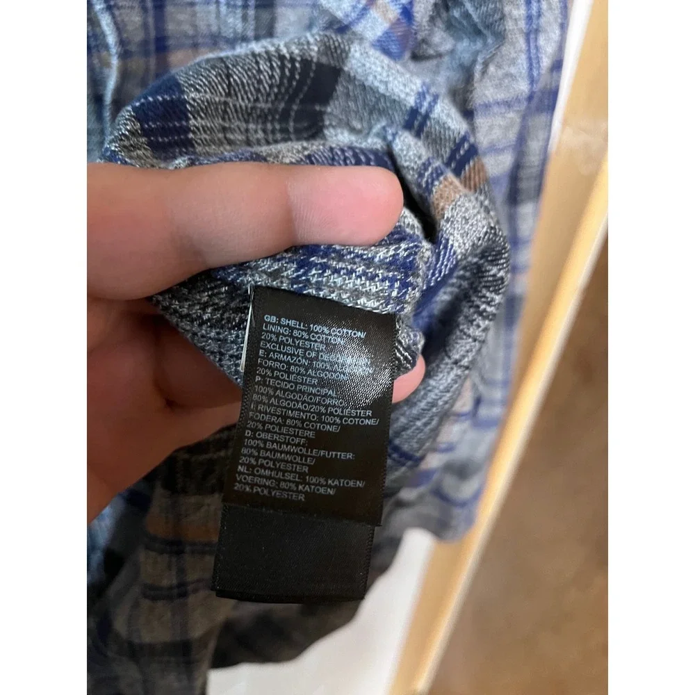 The North Face Men's Plaid Flannel Shirt XXL Blue Gray Button Up‎ Long Sleeve